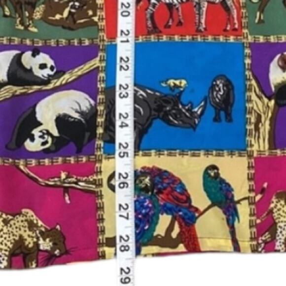 Vintage Womens Top Silk Medium Animal Lover Womens Button down 90s Shirt Medium - Picture 17 of 17